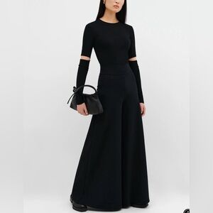 Marcella Georgia Wide Leg Pants Black Pull On High Rise Stretch Size M NWT